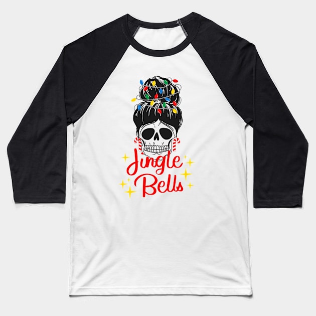 Red and Black Illustration Skull Baseball T-Shirt by madihaagill@gmail.com